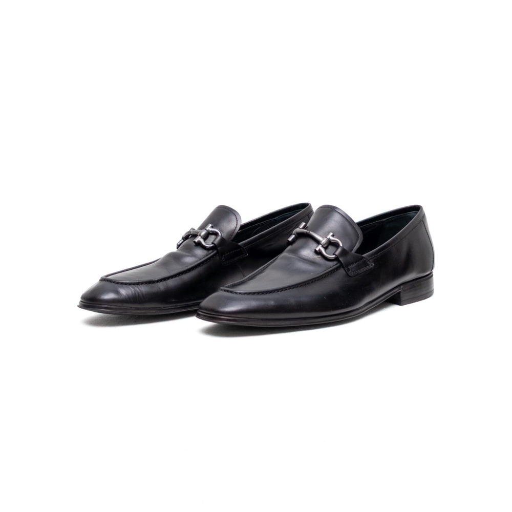 $925 MRP Salvatore Ferragamo Men's‎ Black Leather Horsebit Loafers Size US 9.5